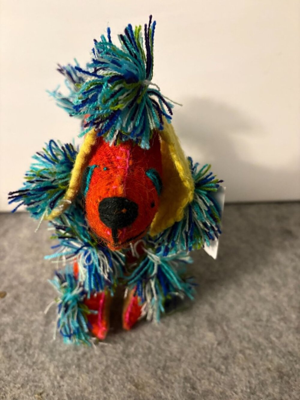 Handmade Mina Alvarez Felt Stuffed Dog w/Tags  # 3411